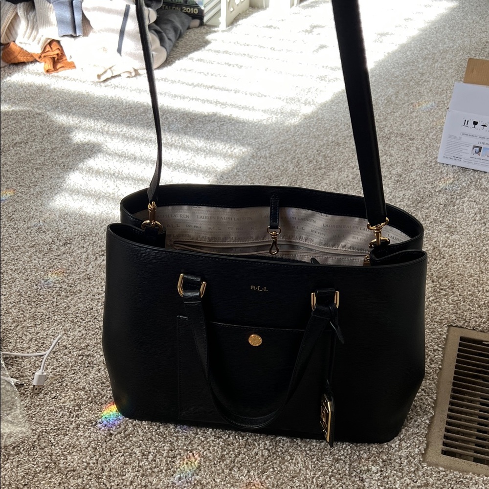Black Leather Tote Bag